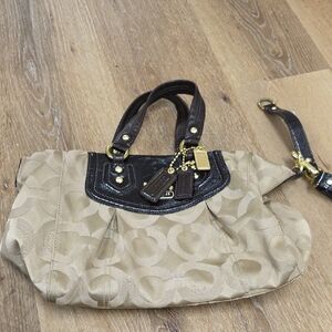 Coach Elegant Beige and Black Designer Handbag